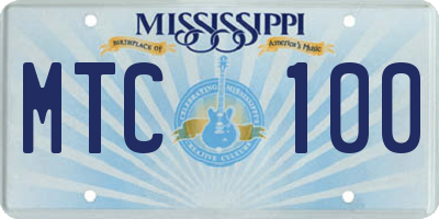 MS license plate MTC100