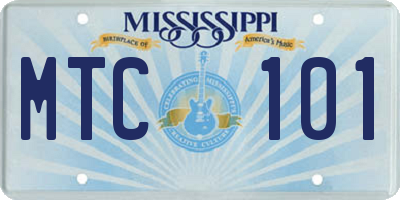 MS license plate MTC101
