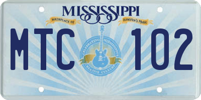MS license plate MTC102