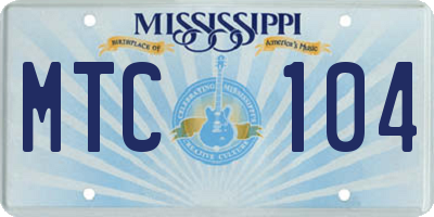 MS license plate MTC104