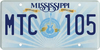 MS license plate MTC105