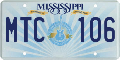 MS license plate MTC106