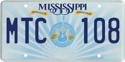 MS license plate MTC108