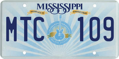 MS license plate MTC109