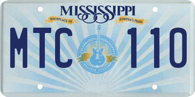 MS license plate MTC110