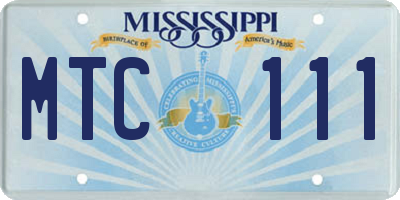 MS license plate MTC111