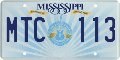 MS license plate MTC113