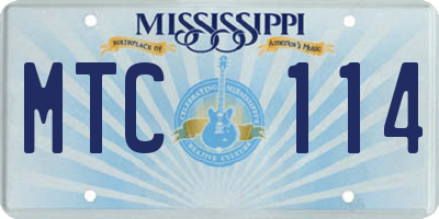MS license plate MTC114