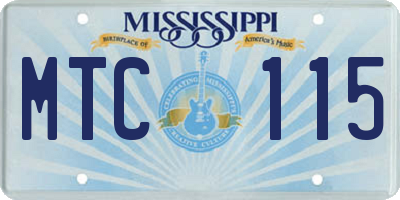 MS license plate MTC115