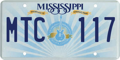 MS license plate MTC117
