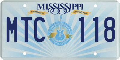 MS license plate MTC118