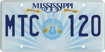 MS license plate MTC120