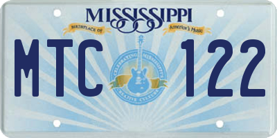 MS license plate MTC122