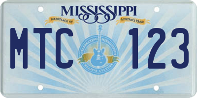 MS license plate MTC123