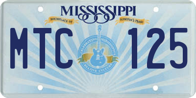 MS license plate MTC125