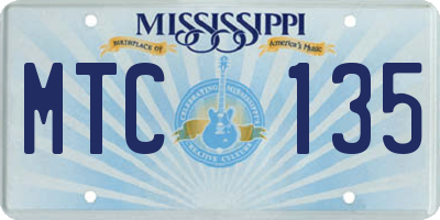 MS license plate MTC135