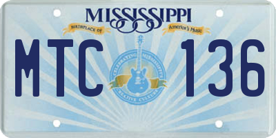 MS license plate MTC136