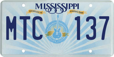 MS license plate MTC137