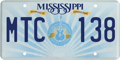 MS license plate MTC138