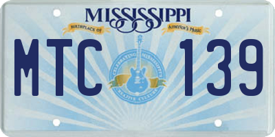 MS license plate MTC139