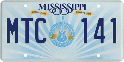 MS license plate MTC141