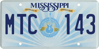 MS license plate MTC143