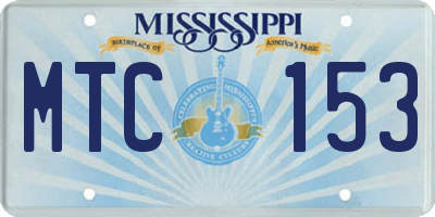 MS license plate MTC153