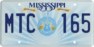 MS license plate MTC165