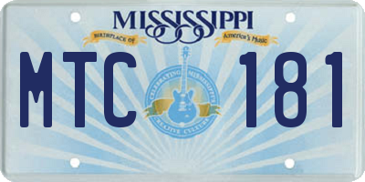 MS license plate MTC181