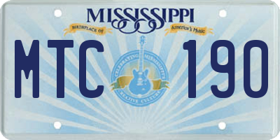 MS license plate MTC190