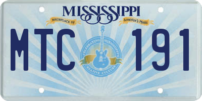 MS license plate MTC191