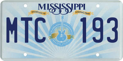 MS license plate MTC193