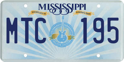 MS license plate MTC195