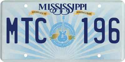 MS license plate MTC196