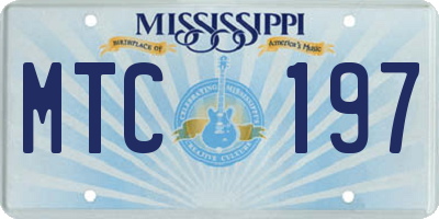 MS license plate MTC197