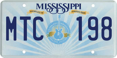 MS license plate MTC198