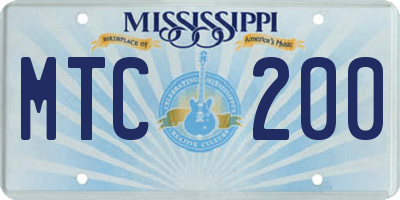 MS license plate MTC200