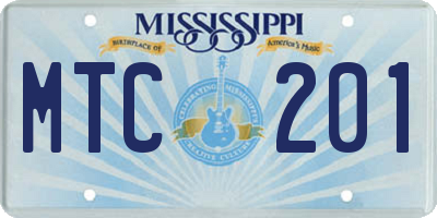 MS license plate MTC201