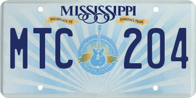 MS license plate MTC204