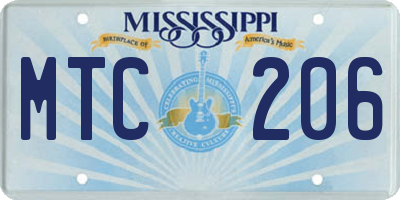MS license plate MTC206