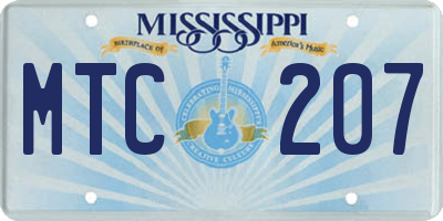 MS license plate MTC207