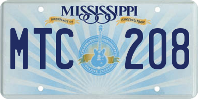MS license plate MTC208