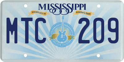 MS license plate MTC209