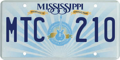 MS license plate MTC210
