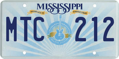 MS license plate MTC212