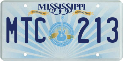 MS license plate MTC213