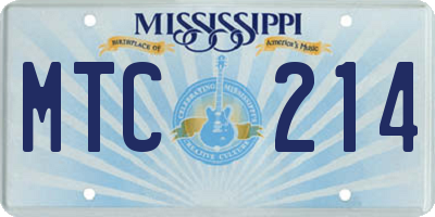 MS license plate MTC214