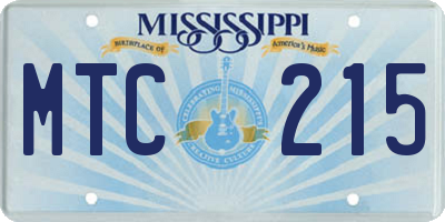 MS license plate MTC215