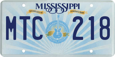 MS license plate MTC218