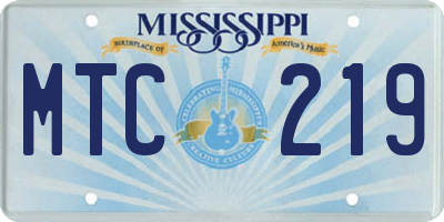 MS license plate MTC219